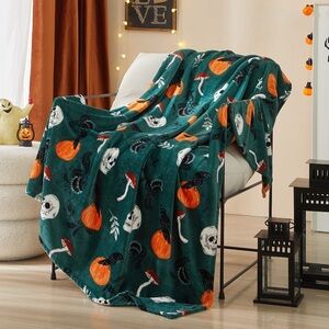 Skull and Raven Throw Blanket 50" x 60" NWT